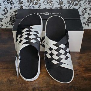 Malibu Sandals Zuma Fast Times Black & Bright White Men's US 10 NIB